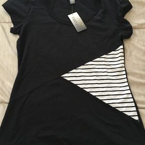 Black Tee Shirt with White Detail on the Side Size Medium Brand New with tags